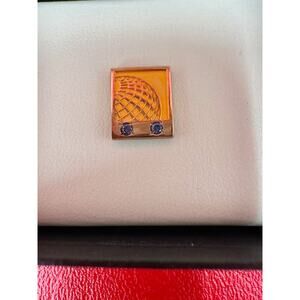 Continental Airlines 10 Year Anniversary 10k Gold Plate Blue Sapphire Lapel Pin
